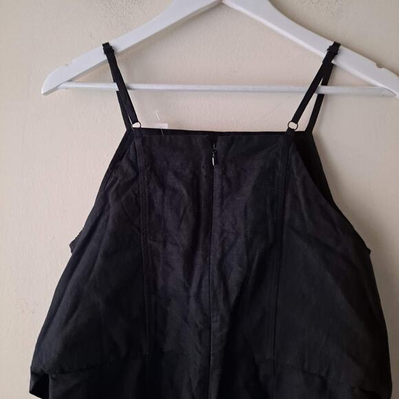 NWT Madewell Romper Linen Blend Tie Waist Sleeveless Square Neck Black Size 6 - Picture 14 of 16